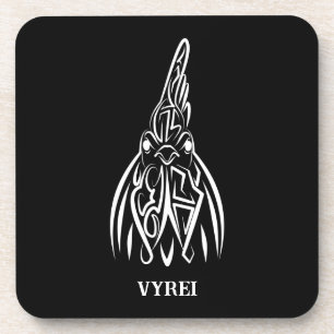 Dessous-de-verre Coq tribal noir et blanc