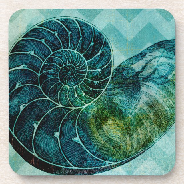 Dessous-de-verre Coque spirale Turquoise (Devant)