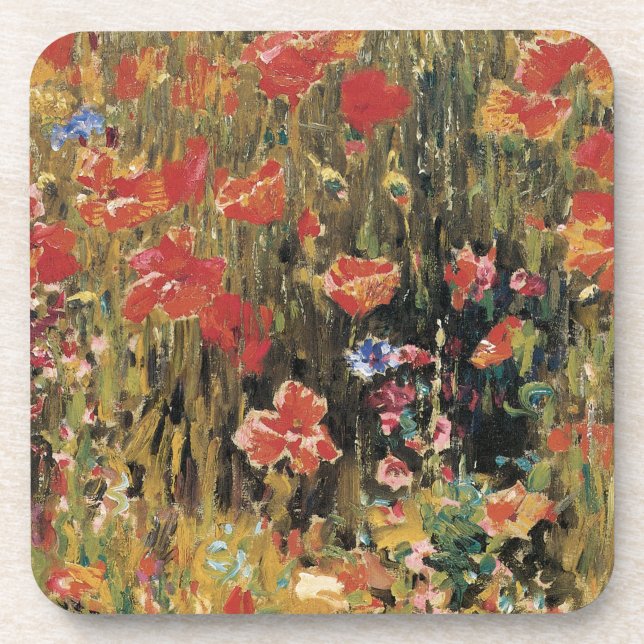 Dessous-de-verre Coquelicots par Robert Vonnoh, Impressionnisme Vin (Devant)