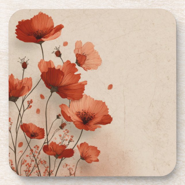 Dessous-de-verre Coquelicots rouges (Devant)