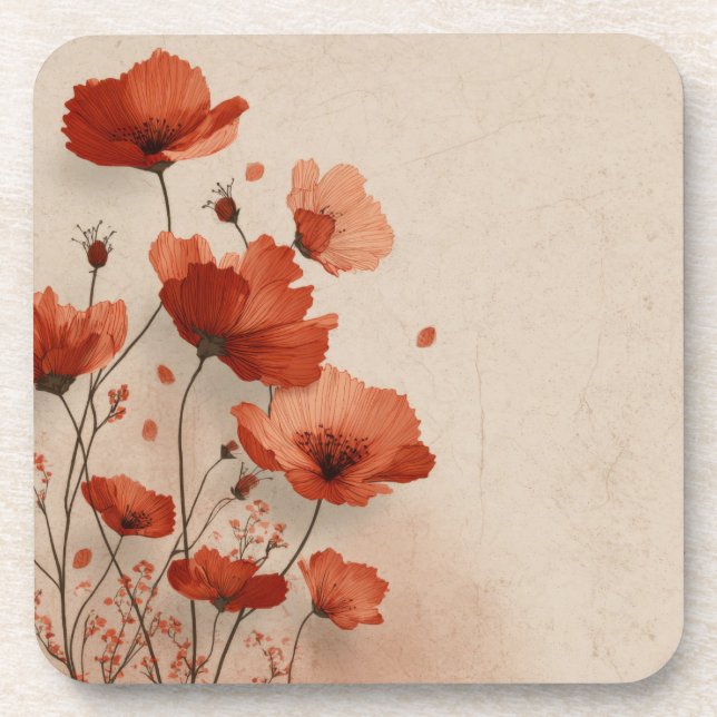 Dessous-de-verre Coquelicots rouges.  (Devant)