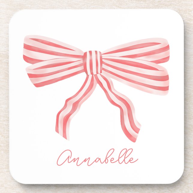 Dessous-de-verre Coquette Pink Strited Bow (Devant)