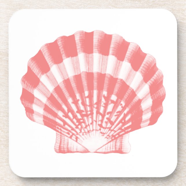 Dessous-de-verre Coquillage - corail rose et blanc (Devant)