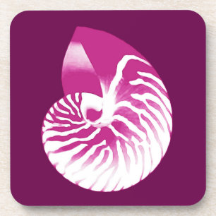 Dessous-de-verre Coquille de Nautilus - aubergine violet et blanc