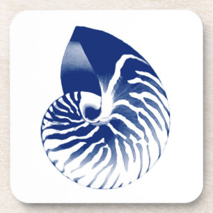 Dessous-de-verre Coquille de Nautilus - bleu marine et blanc