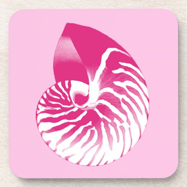 Dessous-de-verre Coquille de Nautilus - fuchsia rose et blanc (Devant)