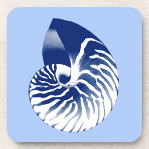 Dessous-de-verre Coquille de Nautilus - marine, blanc & bleu clair