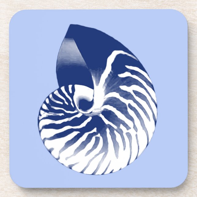Dessous-de-verre Coquille de Nautilus - marine, blanc & bleu clair (Devant)