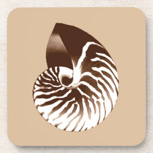 Dessous-de-verre Coquille de Nautilus - marron, blanc et beige
