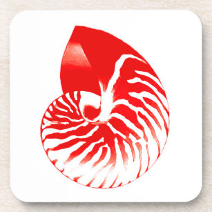 Dessous-de-verre Coquille de Nautilus - rouge foncé et blanc