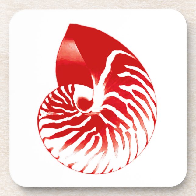 Dessous-de-verre Coquille de Nautilus - rouge foncé et blanc (Devant)