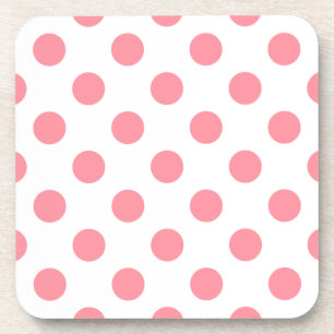 Dessous-de-verre Corail et pois blancs
