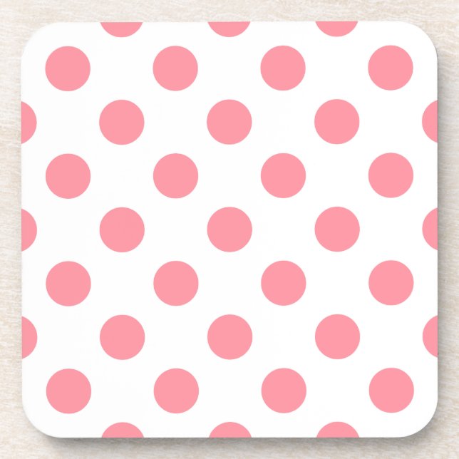 Dessous-de-verre Corail et pois blancs (Devant)