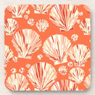 Dessous-de-verre Corail Orange et Coques de mer Blanche
