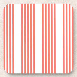Dessous-de-verre Corail vivant et blanc cinq bandes motif