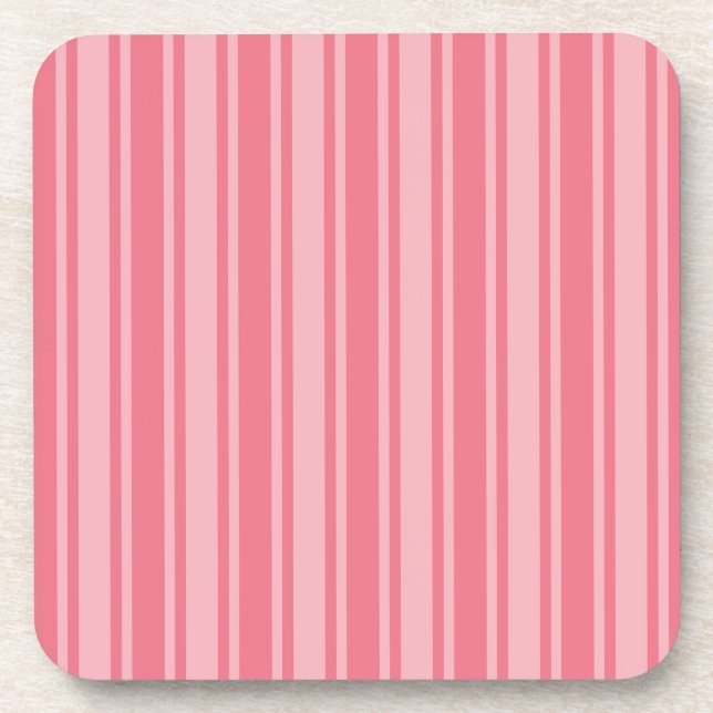 Dessous-de-verre Coral rose bonbons rayures (Devant)