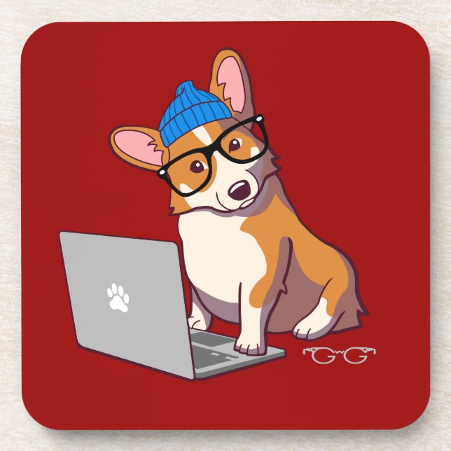 Dessous-de-verre Corgi 2 de hippie (sans texte) (Devant)