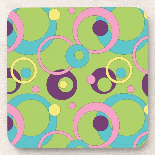 Dessous de verre Cork Cercles Verts Funky (Devant)