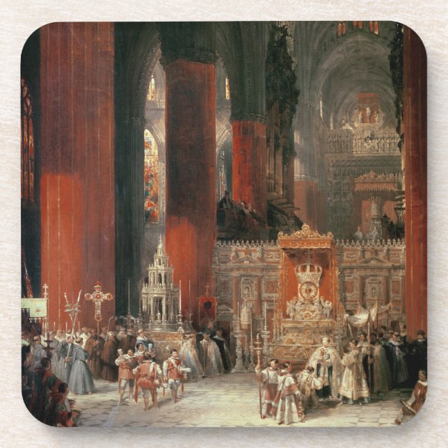 Dessous-de-verre Cortège dans la cathédrale de Séville, 1833 (huile (Devant)