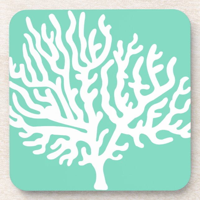 Dessous-de-verre Côté Blanc Mer Corail et Verre Vert (Devant)