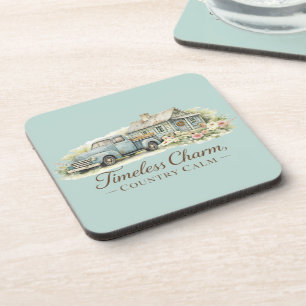 Dessous-de-verre Cottage Fleur Sauvage Calme Camion Bleu Vintage