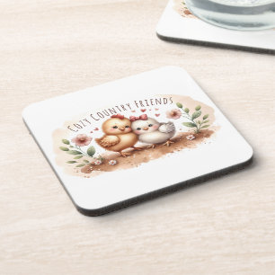Dessous-de-verre Cottagecore Aquarelle Duo de Poussin Fantaisiste