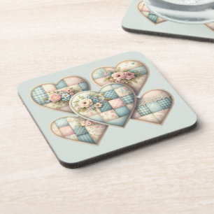 Dessous-de-verre Cottagecore Pastel Cœurs Patchwork