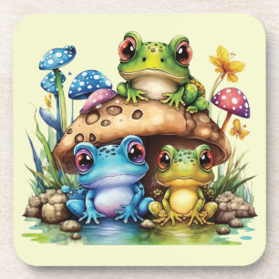 Dessous-de-verre Cottagecore Toadstool Champignons et grenouille