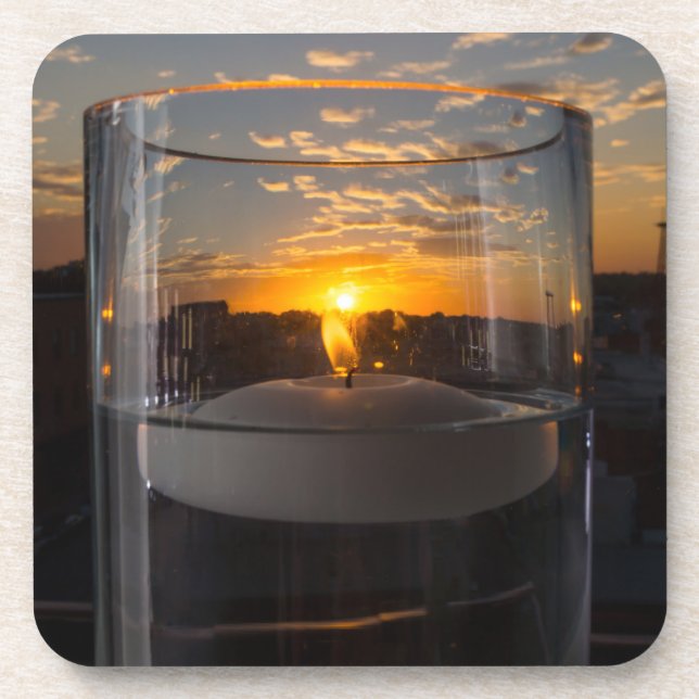 Dessous-de-verre Coucher de soleil aux chandelles (Devant)