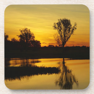 Dessous-de-verre Coucher de soleil, Billabong de Yellow Water