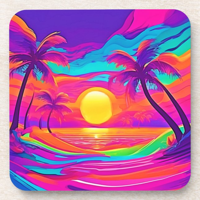 Dessous-de-verre Coucher de soleil bleu et orange (Devant)