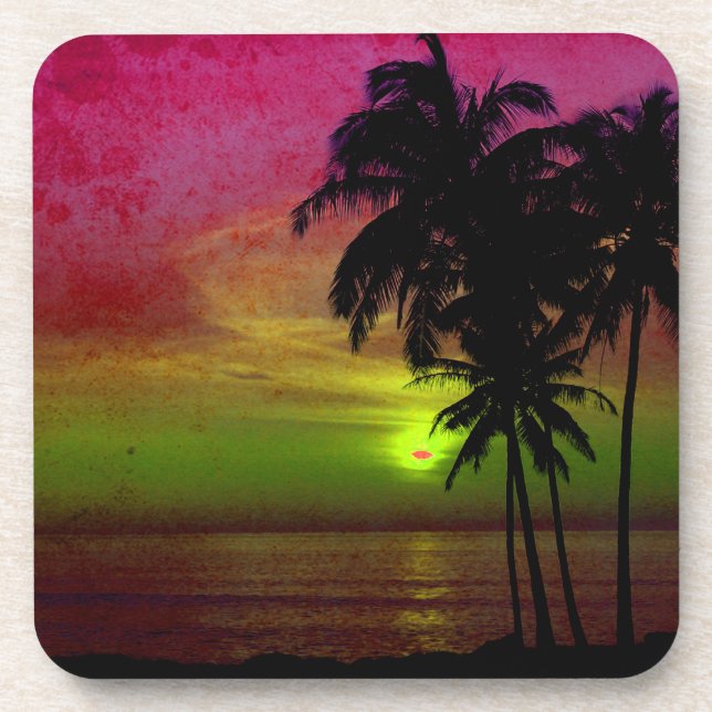 Dessous-de-verre Coucher de soleil hula PixDezines (Devant)