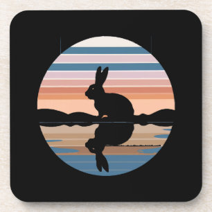 Dessous-de-verre Coucher de soleil rétro de lapin