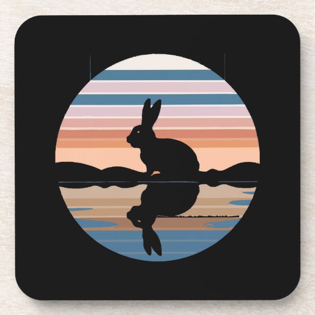 Dessous-de-verre Coucher de soleil rétro de lapin (Devant)