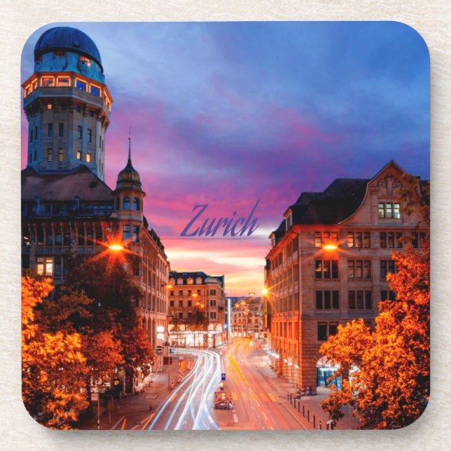 Dessous-de-verre Coucher de soleil suisse de Zurich (Devant)