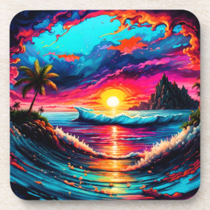 Dessous-de-verre Coucher de soleil tropical de l'Imaginaire