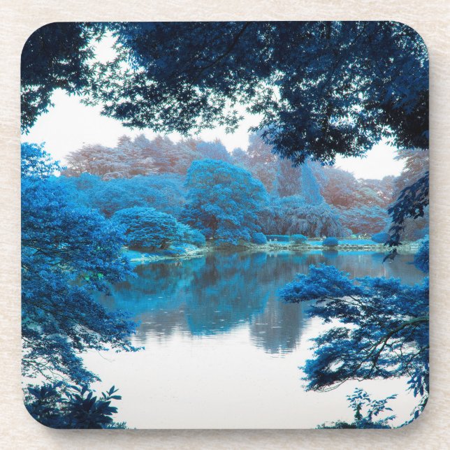 Dessous-de-verre Couleur bleue affectée cool, nature unique, lac (Devant)
