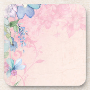 Dessous-de-verre Couleur de mer rose et bleu Fleur sauvage Floral