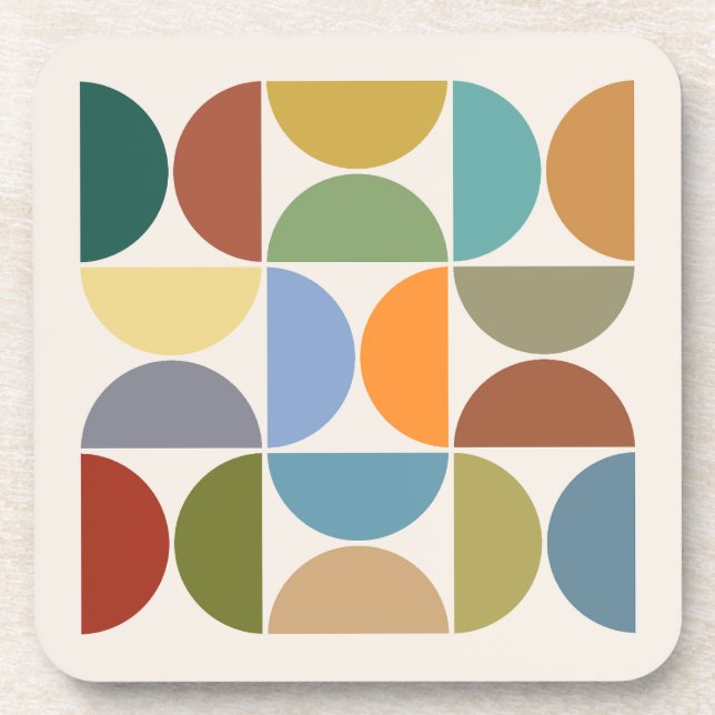 Dessous-de-verre Couleur du demi-cercle MCM sur Carré crème (Devant)