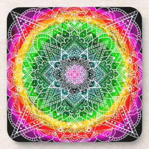 Dessous-de-verre Couleur éclaté Rainbow Prism Mandala