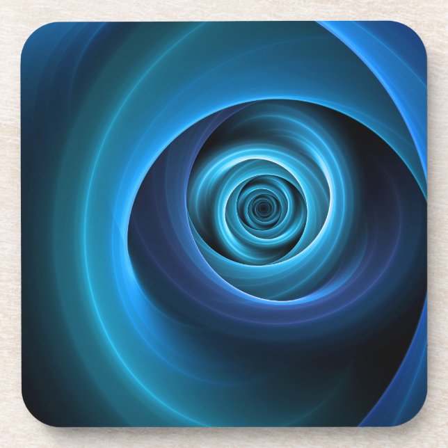 Dessous-de-verre Couleurs bleu spirale 3D Art Abstrait fractal mode (Devant)