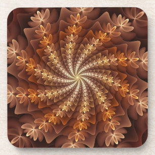 Dessous-de-verre Couleurs chaudes, motif d'art fractal moderne trip