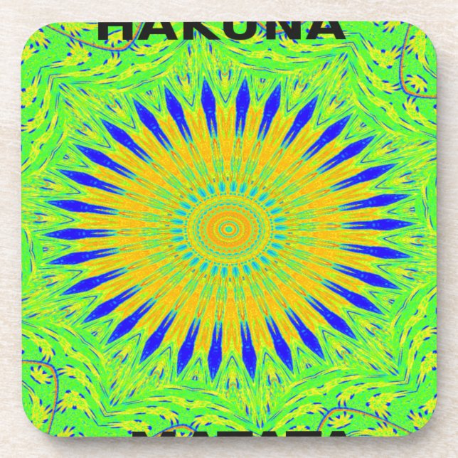 Dessous-de-verre Couleurs en tissu traditionnel africain vert doré (Devant)