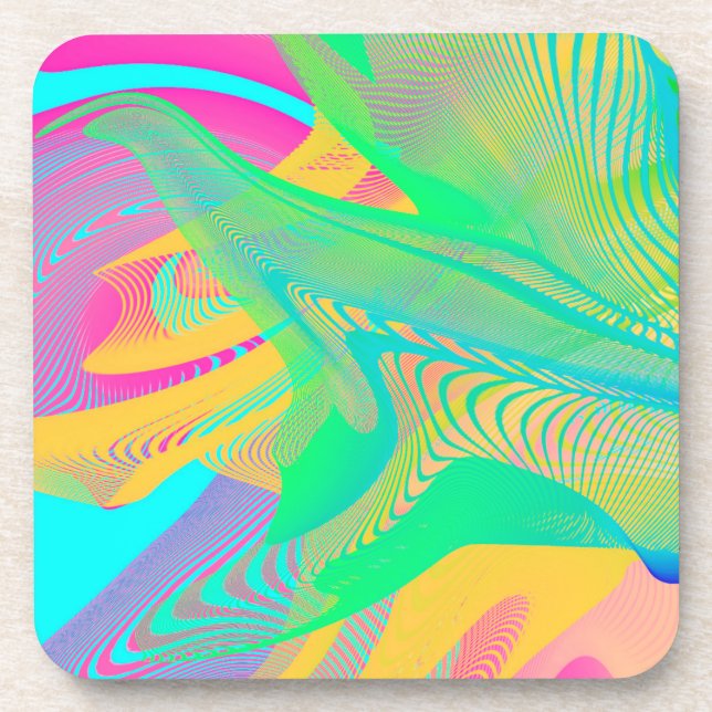 Dessous-de-verre COULEURS FLUO - Art Fractal - (Devant)