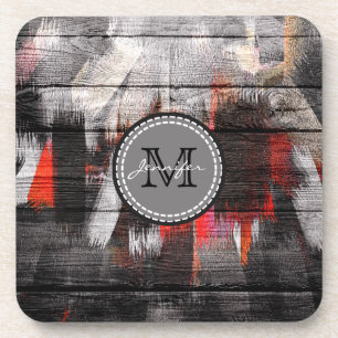 Dessous-de-verre Couleurs peintes Monogramme en bois #7