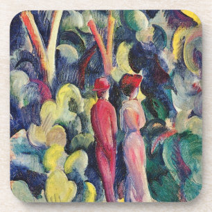 Dessous-de-verre Couple sur la piste forestière par August Macke