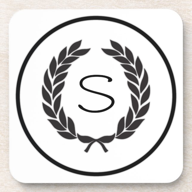 Dessous-de-verre Couronne de monogramme noir (Devant)