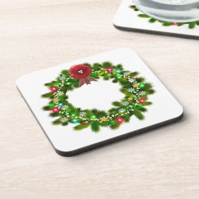 Dessous-de-verre Couronne de Noël décorée festive (Côté gauche)