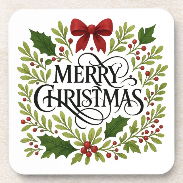 Dessous-de-verre Couronne de Noël Set de Sous-Verres (Devant)