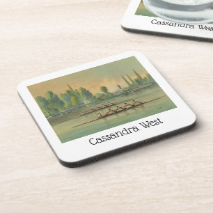 Dessous-de-verre Course de bateaux d'aviron vintage